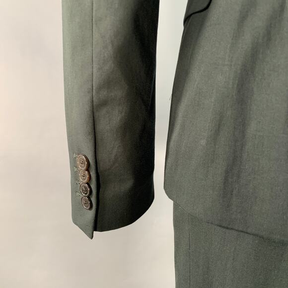 DRIES VAN NOTEN Size 34 Dark Green Cotton Twill Notch Lapel Suit - Picture 6 of 14